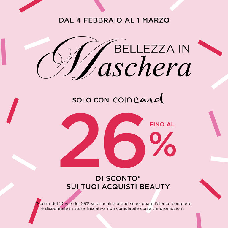 FINO AL 26% DI SCONTO SUI TUOI ACQUISTI BEAUTY IN ESCLUSIVA CON COINCARD